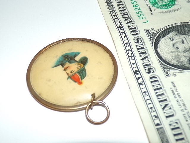 Fireman's Celebration Celluloid Pendant Mustache Firefighter Uniform [562w]
