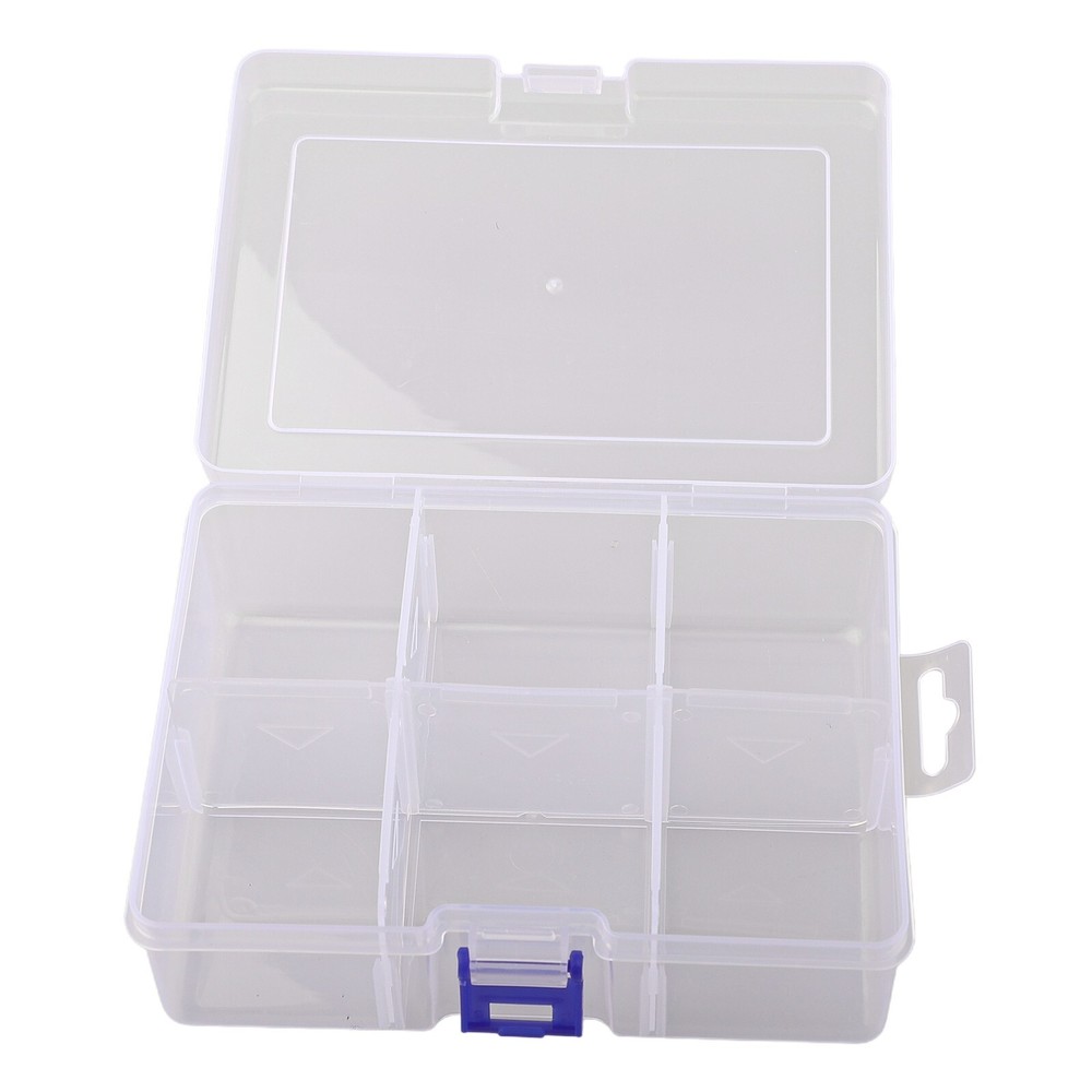 Compact Plastic Storage Box with 6 Adjustable Grids for Screw Organizer