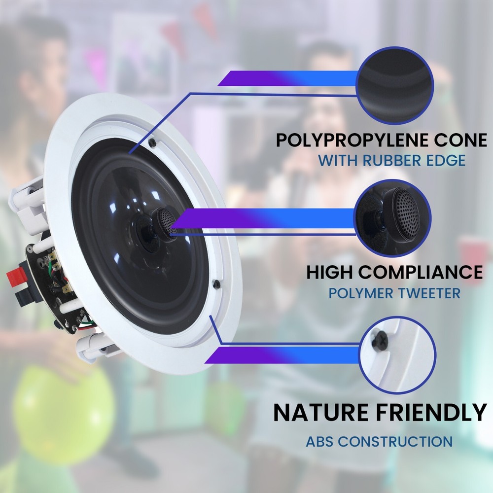 Home Theater System - 2000 W Bluetooth Amplifier w 4 qty Ceiling Speakers(6.5")
