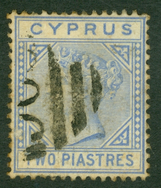 SG 13 Cyprus 2d blue. Fine used CAT £35