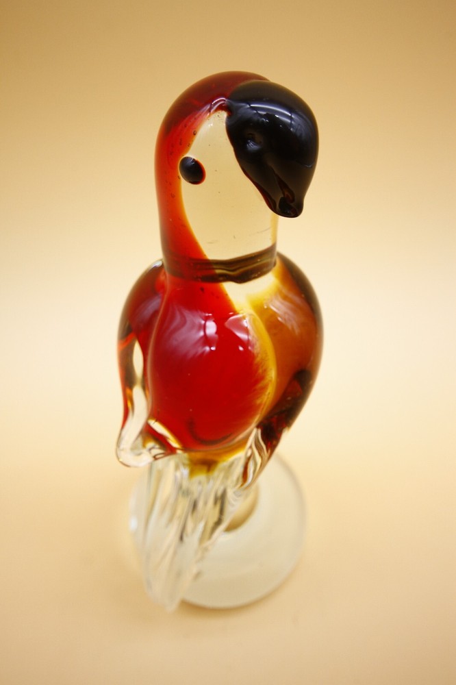 Bird Parrot Murano Blown Glass 8 3/4 inches