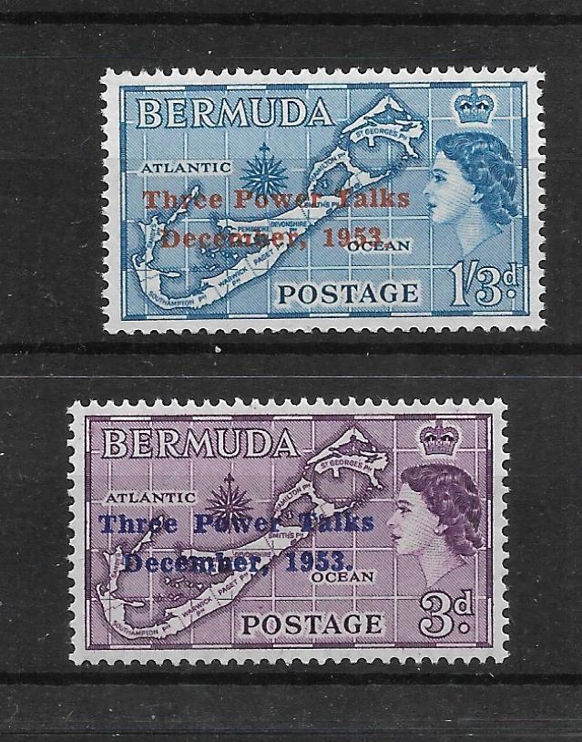 BERMUDA, QE11 1953 3 POWER TALKS, SG 152a, 153, MNH SINGLES CAT £4.+