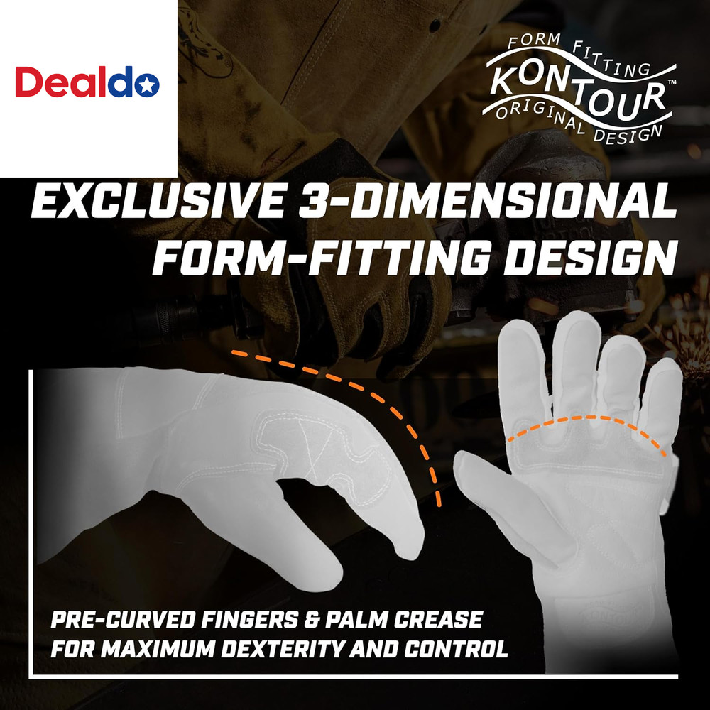 Premium Goat Grain Tig/Multi-Task Welding Gloves, Split Cowhide Back, 4-Inch Ext