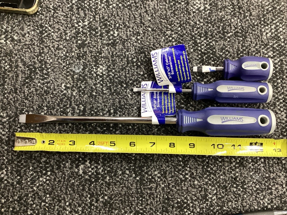 Williams By Snap On Flat Blade Slotted Screwdriver Set 3 Pieces