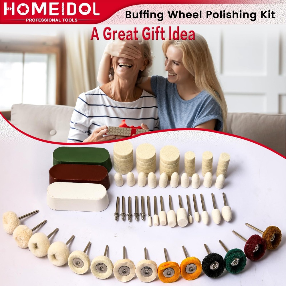 72 PCS Buffing Wheel Polishing Kit Compatible with Dremel, Multicolored