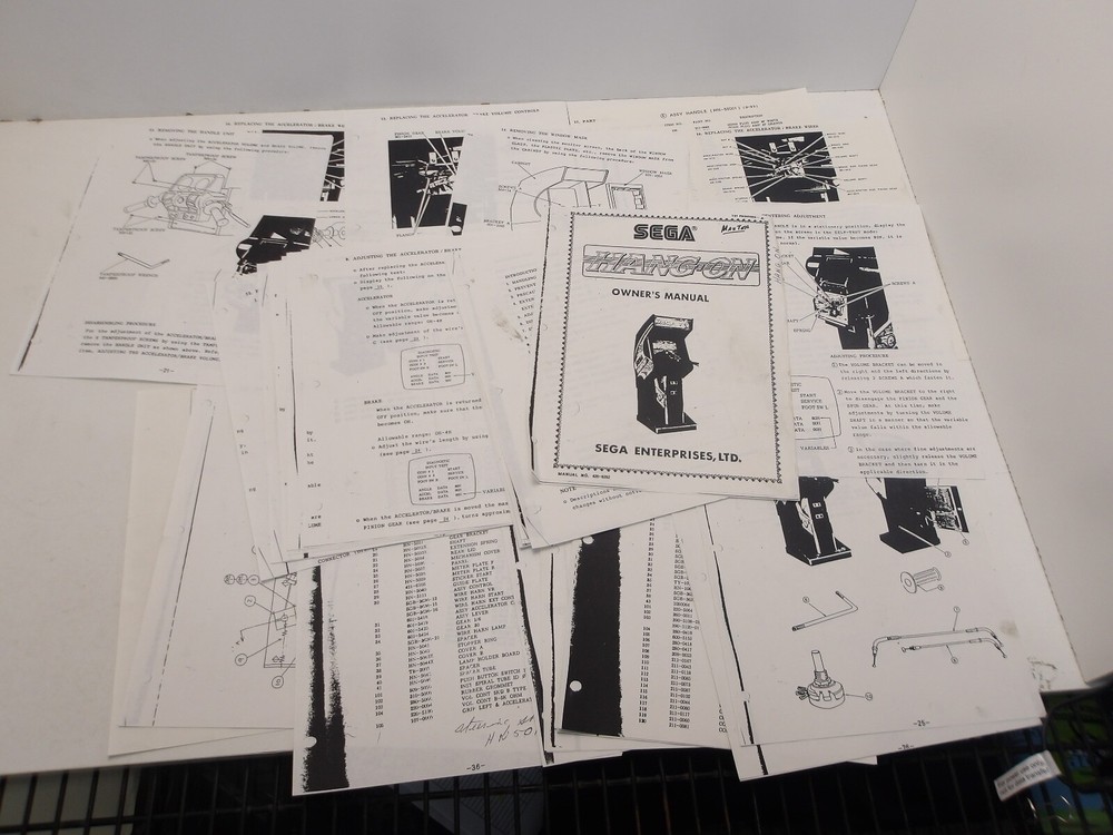 Sega: Hang On - Distributors Complete Paperwork Set