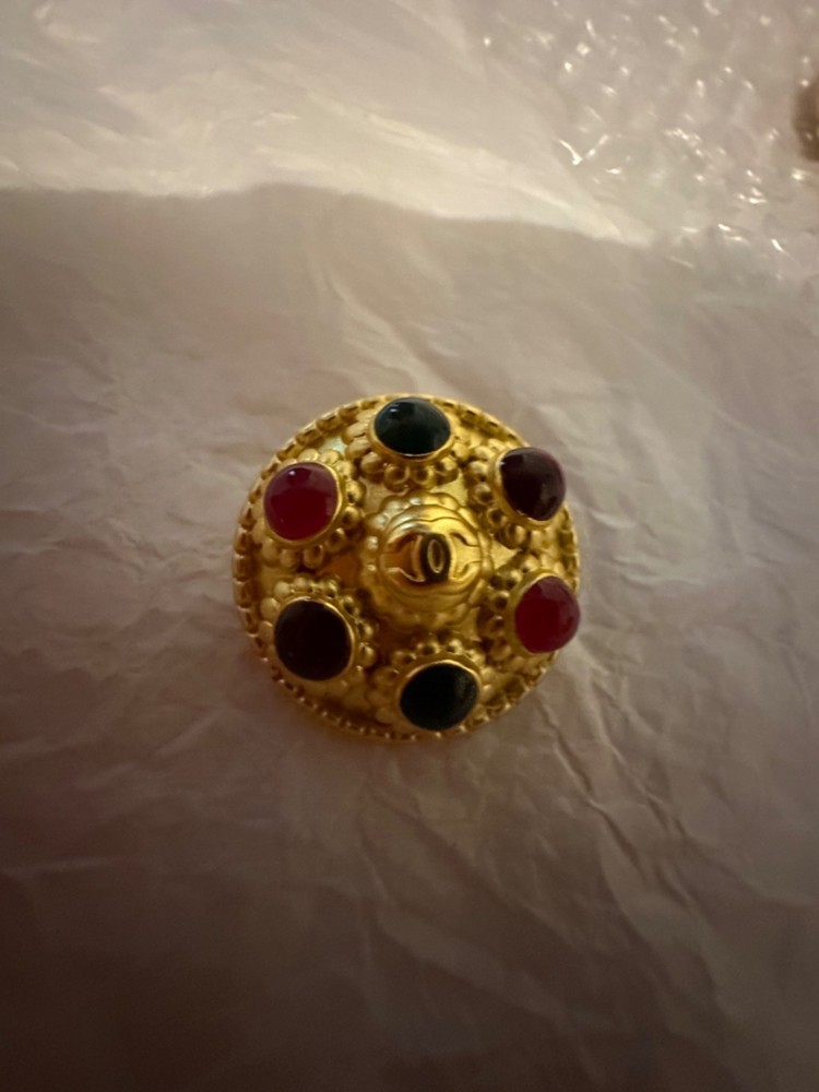 4 fab RARE Chanel Buttons gripoix design coco mark button circa 1996 signed 4PCS