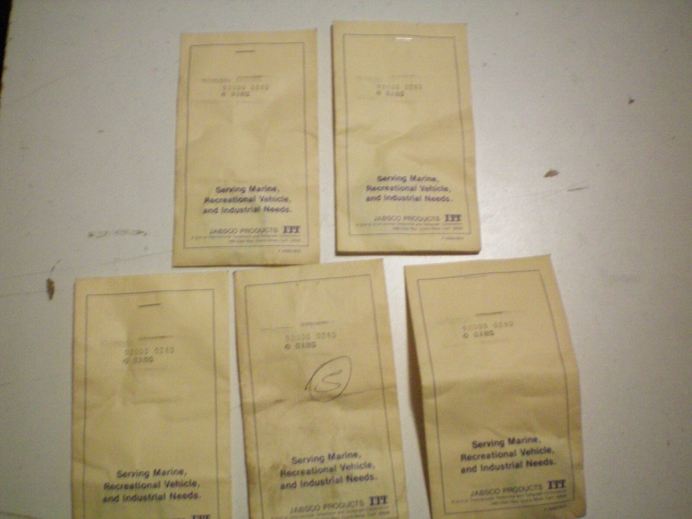 JABSCO QUANTITY FIVE OF #92000-0210   O RINGS, FREE FREIGHT