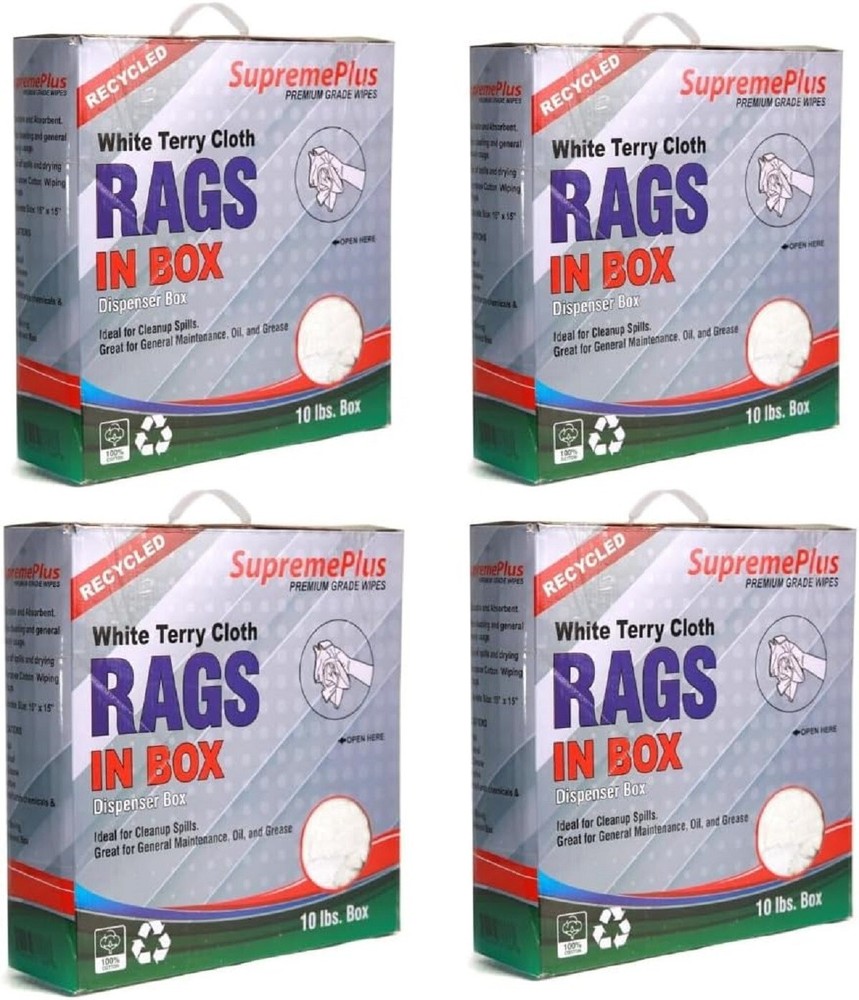 White Terry Towel For Wiping - 40 lbs. Case 4x10 lbs. Compressed Boxes