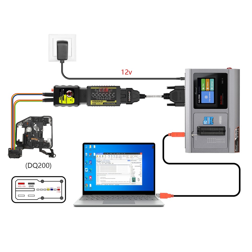 GODIAG G-V E-C-U Cable for Connecting MULTI PROG with GT107 Read & Write Data
