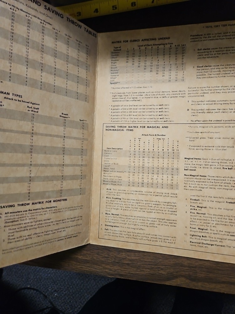 Advanced Dungeons & Dragons Dungeon Masters Screen AD&D 1st Edition TSR 9024