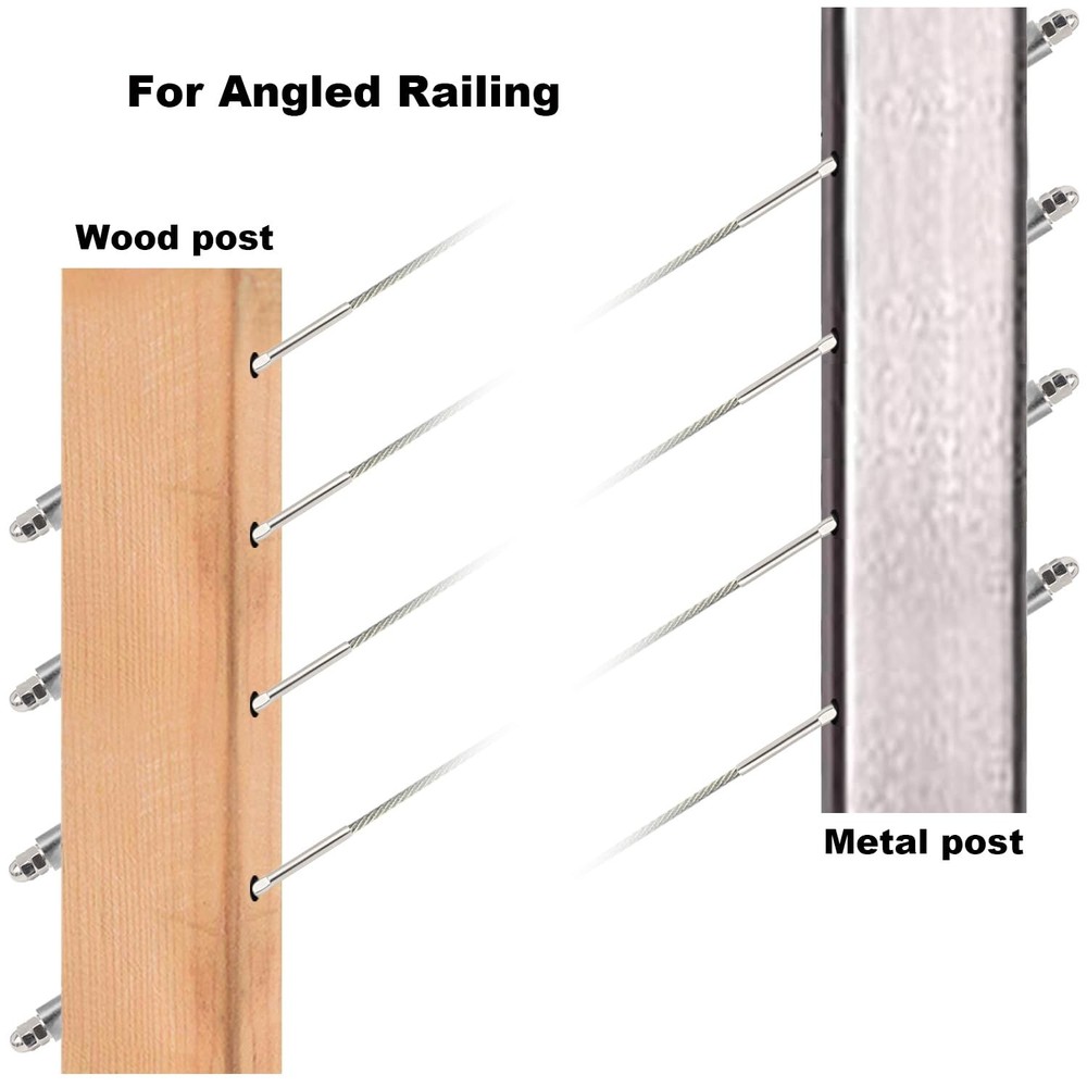 Challcrea 60Pcs 1/8 Cable Railing Hardware System Kit, Swage Threaded Stud Te...