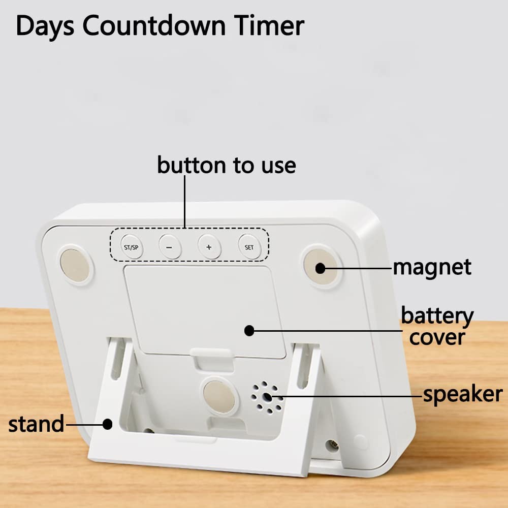 Digital Countdown Days Timer Clock- 9999 Days Count Down Timer with Stand Str...