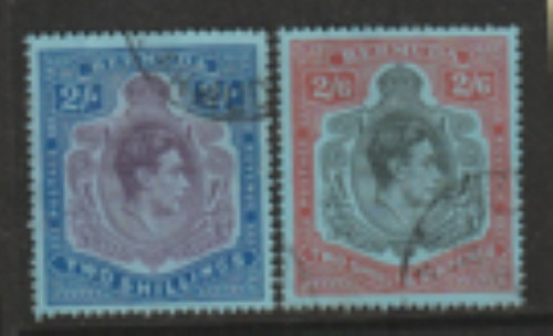 Bermuda 1938 SG 116-7 2/-. 2/6d superb used.
