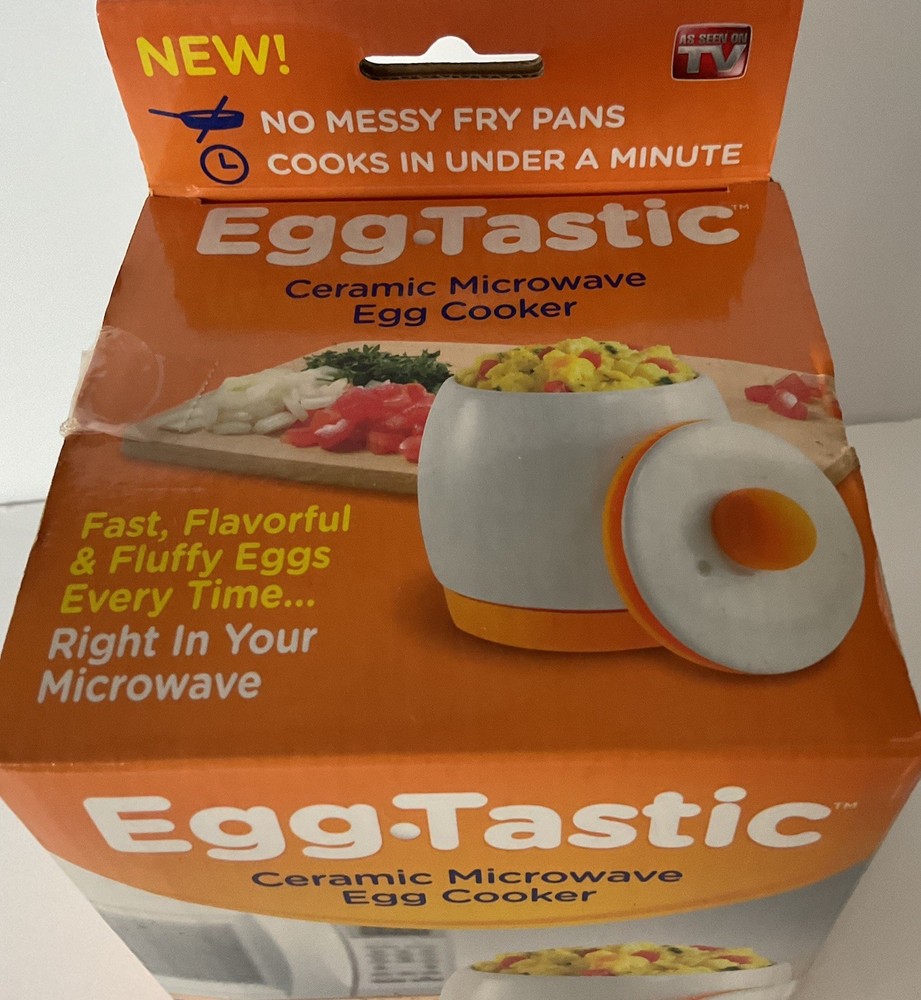 Egg-Tastic Ceramic Microwave Egg Cooker With Box Easy No Mess *NIB*