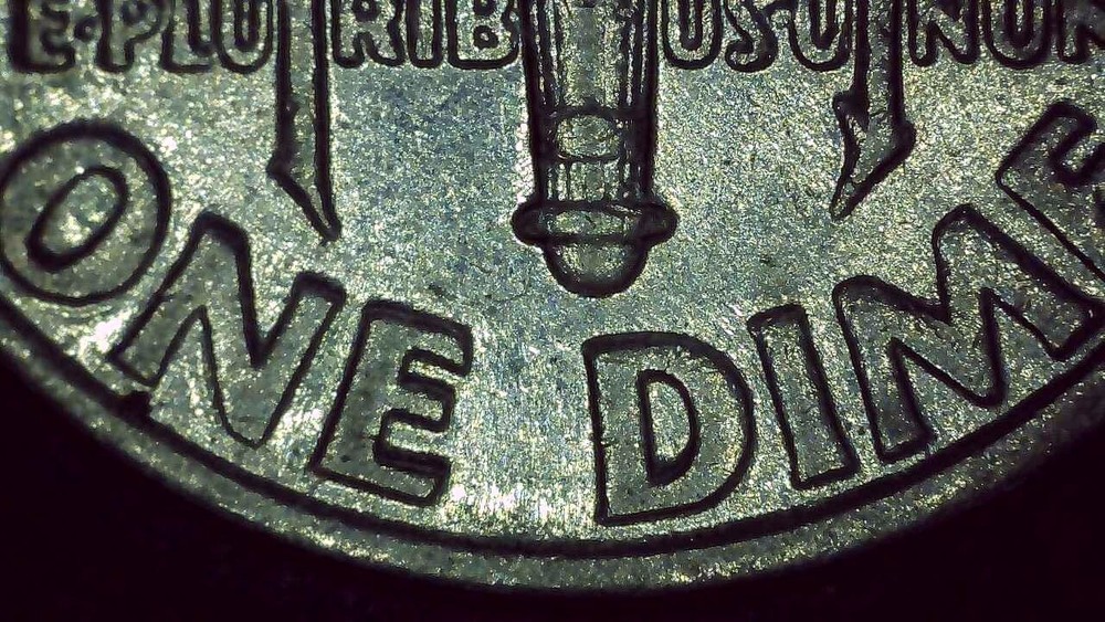 1993 P Dime error collar clash