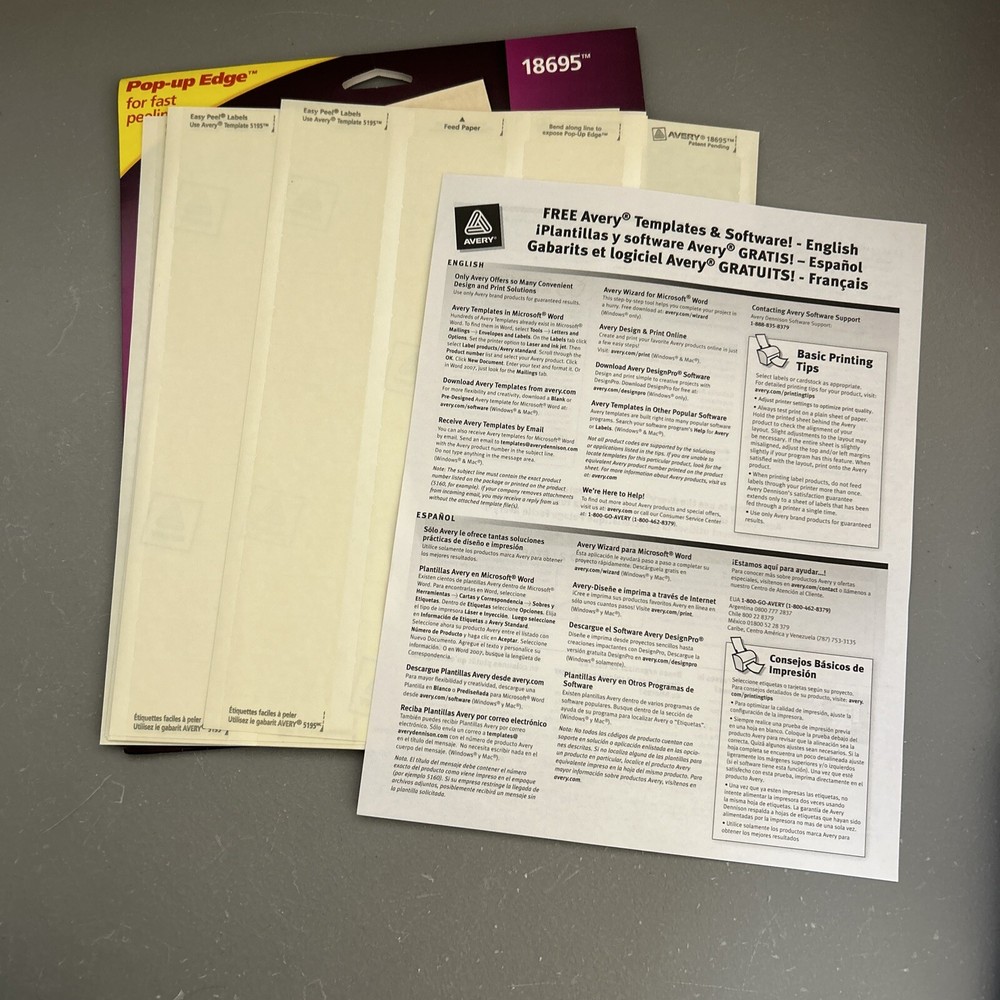Avery Dennison AVE18695 Mailing Labels (9 Sheets- Missing One)