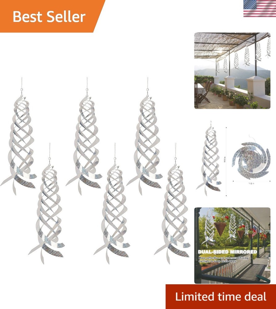 Creative 6-Pack Hanging Bird Deterrent Spinners - 15.8 Inch Decorative Solution