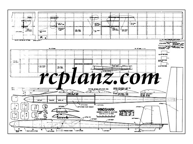 R/C AIRPLANE PLANS & PATTERNS: Windshark 72" Wingspan - RC Glider