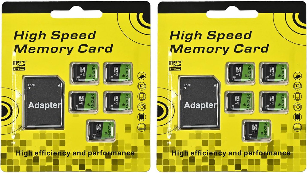 8GB Micro SD Card 10 Pack with SD Adapter Microsdhc Memory Card UHS-I C10 Micro