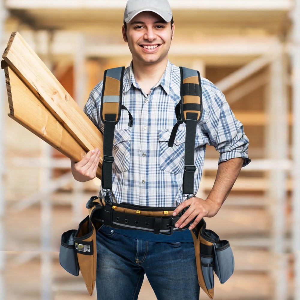 Carpenter Tool Belt with Suspenders Framer Suspension Tool Rig for Constructi...