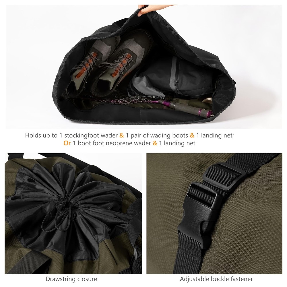 Wader Bag Foldable with Changing Mat Shoulder Strap Handles Mesh Boot Storage...