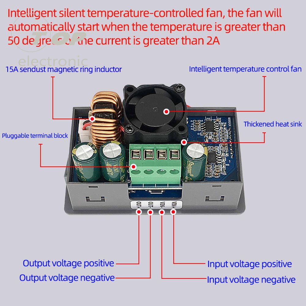DC 50V 8A 400W Constant Voltage Buck Module Adjustable Regulated Power Supply