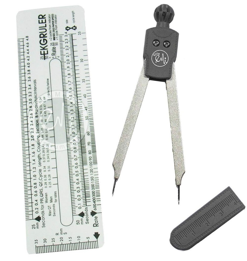 EKG Caliper and ECG Ruler Combination Set Electrocardiogram Measuring Tool