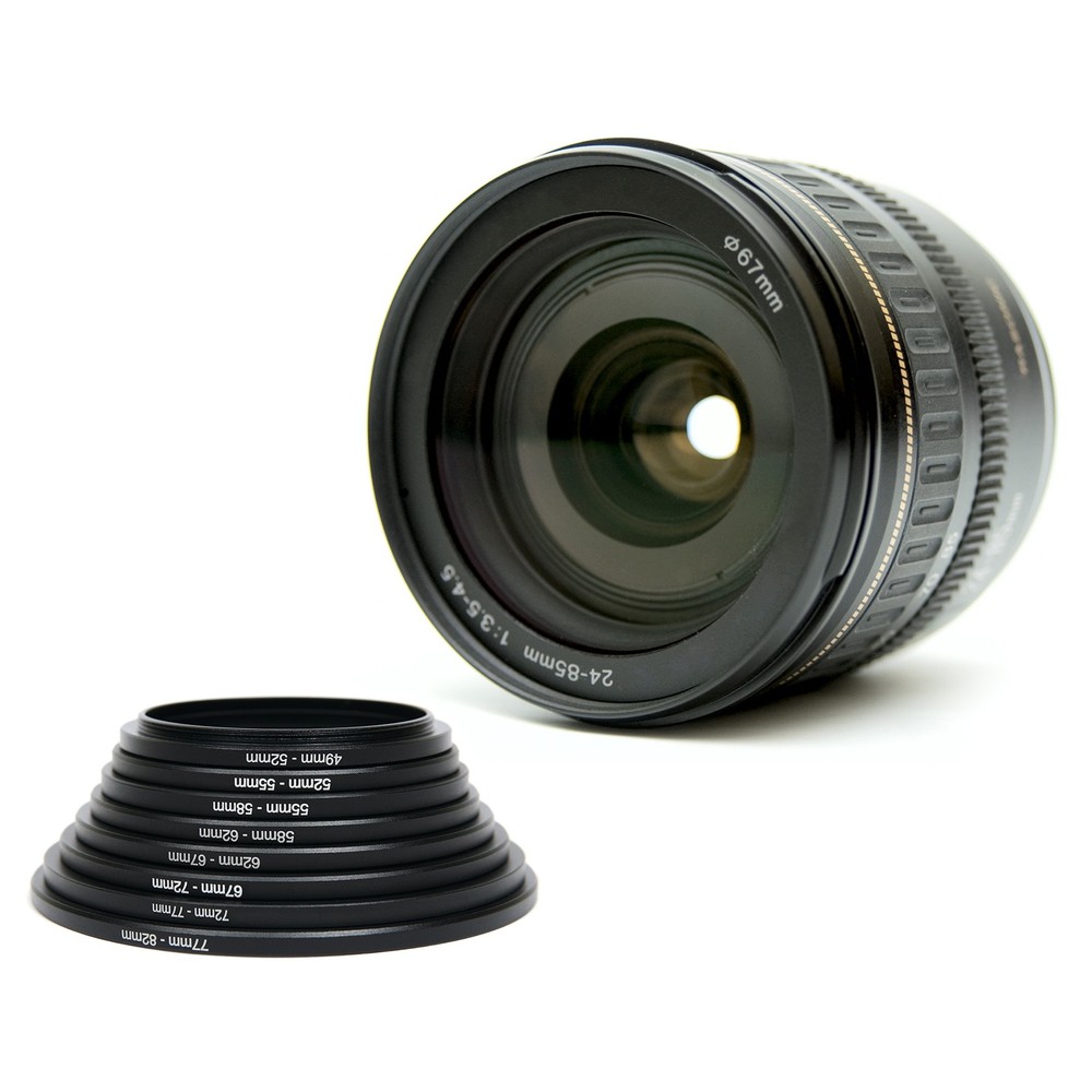 2Pcs 43mm-58mm Metal Step Up Ring Camera Lens Filter Adapter Ring Black