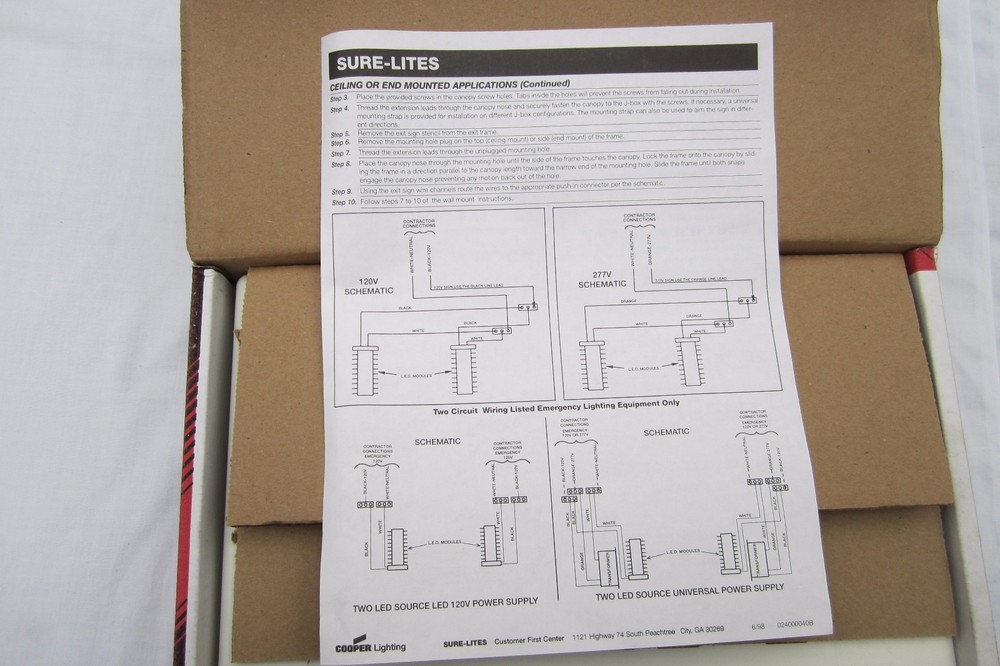 COOPER LIGHTING EXIT LIGHT SIGN CCX61RWH7 EX1 Sure-Lites