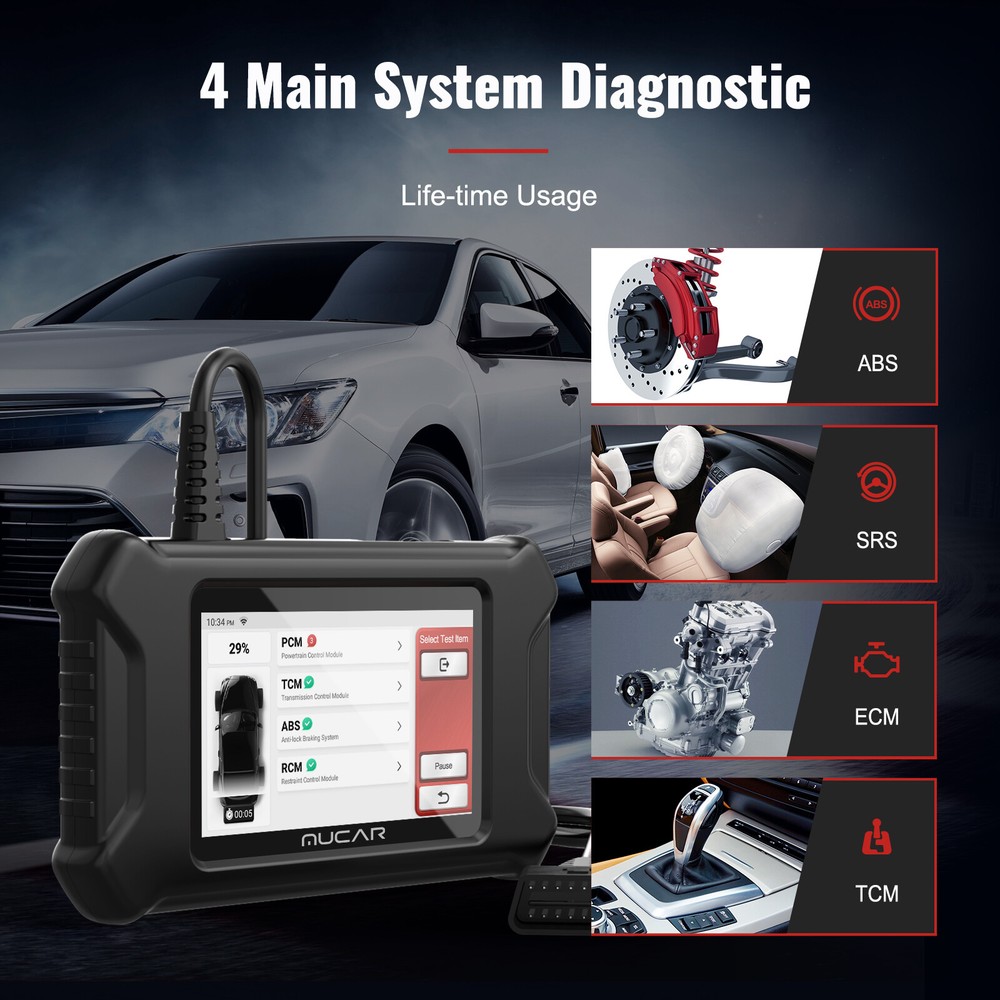 MUCAR Engine Car Diagnostic Tool OBD2 Scanner Multiple Maintenance Reset Service
