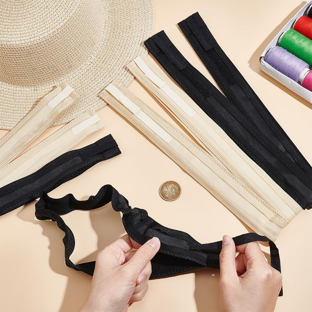 8Pc 2-Color Hat Size Tape Liner, Polyester Paste Style, Adjustable Band Hat Size