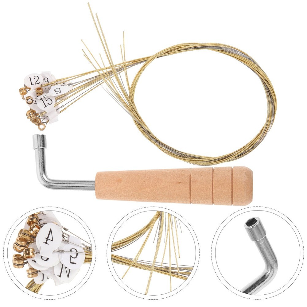 1Set Metal Harp Strings Kit With Tuning Wrench For Easy String Changes
