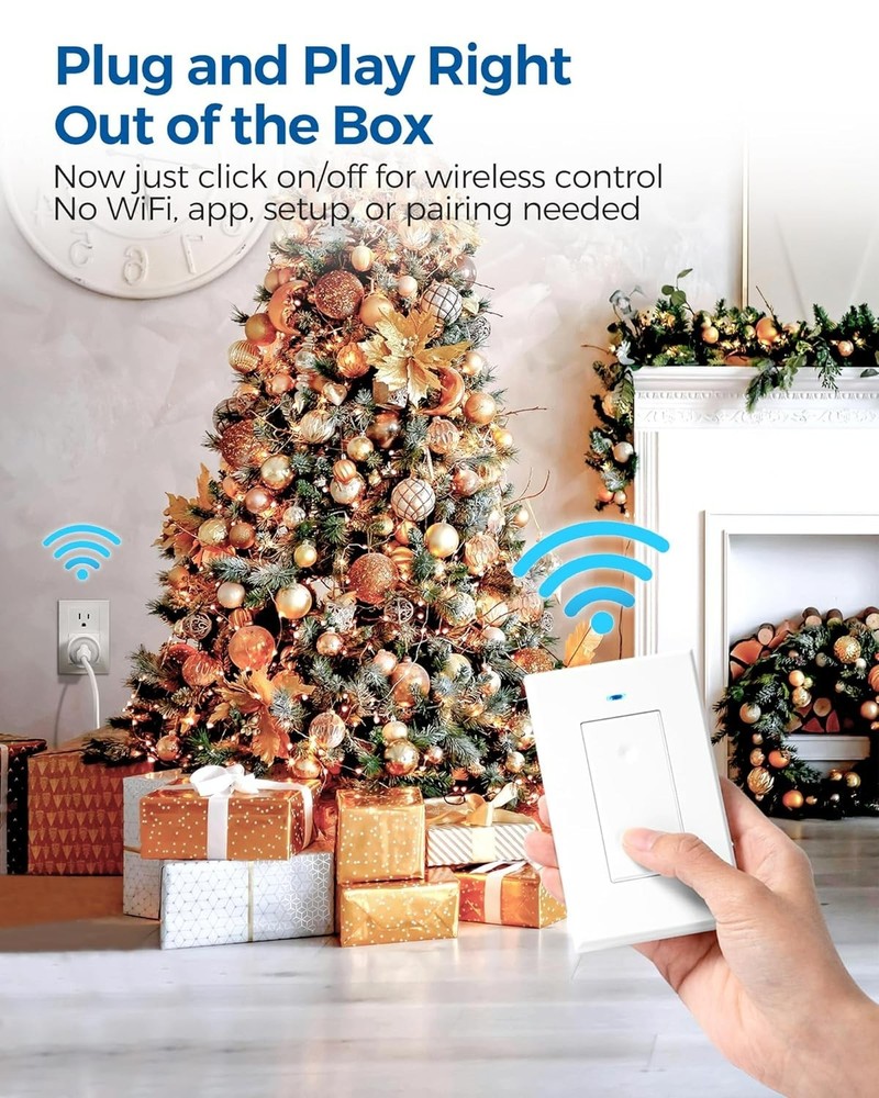 Remote Control Outlet, Wireless Light Switch, Remote Light Switch Kit, 100ft RF