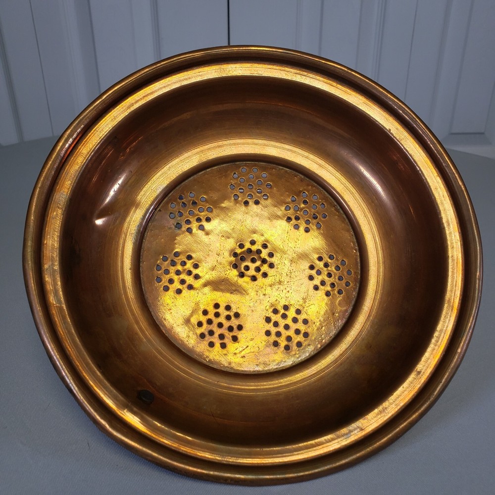 VTG round Copper Kitchen Strainer - 9.25" Diameter