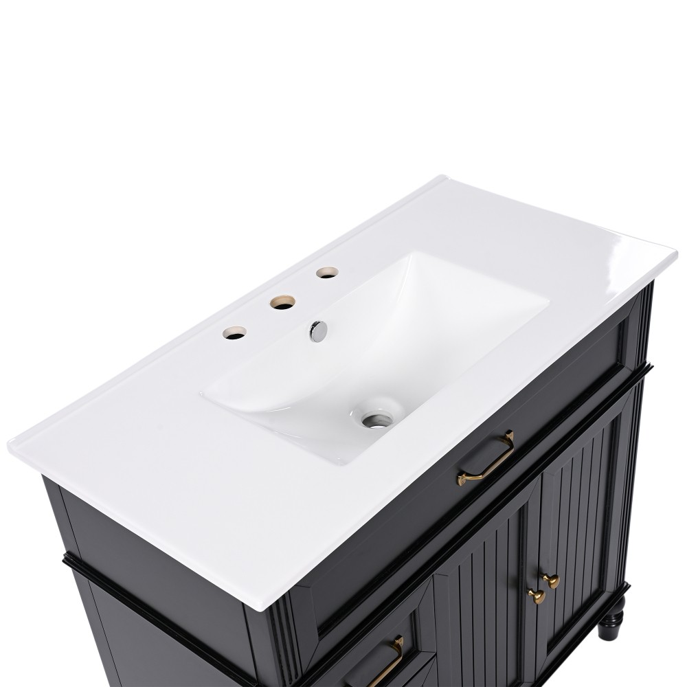 36" Bathroom Vanity with Sink, Bathroom Cabinet with Drawers, Solid Frame