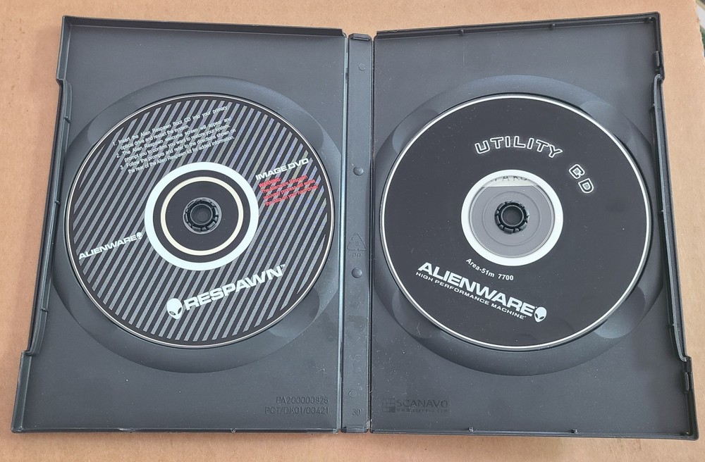 Alienware Respawn Utiliy CD + Image DVD Set Windows XP Gaming Computer Software
