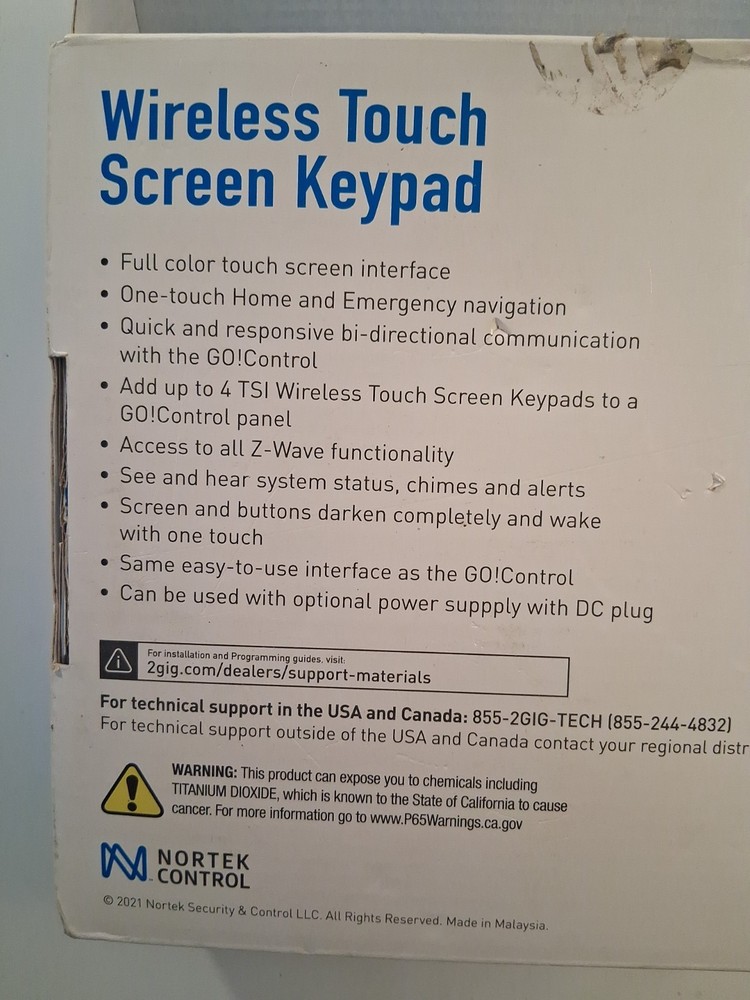 2GIG Secondary Touch Screen (2GIG-TS1) NEW