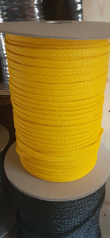3/8 " x 319 ft. Hollow Braid Polypropylene rope spool. Yellow