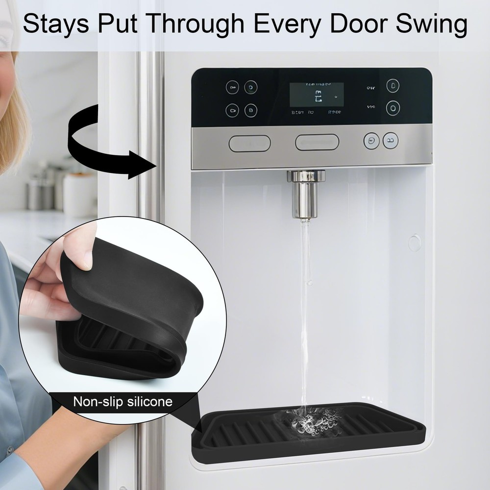 KindGa Refrigerator Drip Catcher 2 pack Rectangular Black, Black