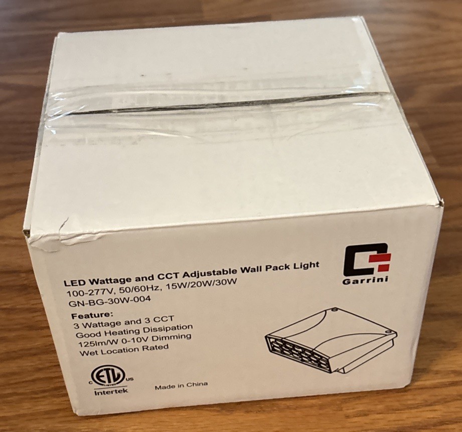 Garrini 30W Dusk to Dawn LED Wall Pack Security Light w/ Adjustable CCT & Power