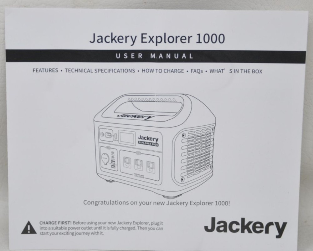 Jackery Explorer 1000 USER MANUAL only