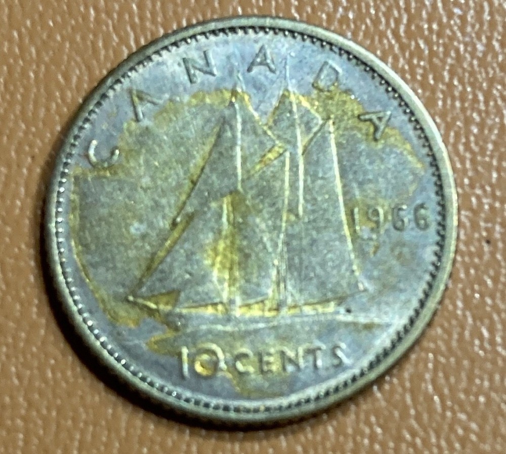 1966  Canada Silver 10 Cents, 80% Silver, KM#61