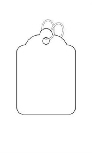 1000 White String Tags Strung 7/8" W x 2" H Blank Merchandise Strings # 3
