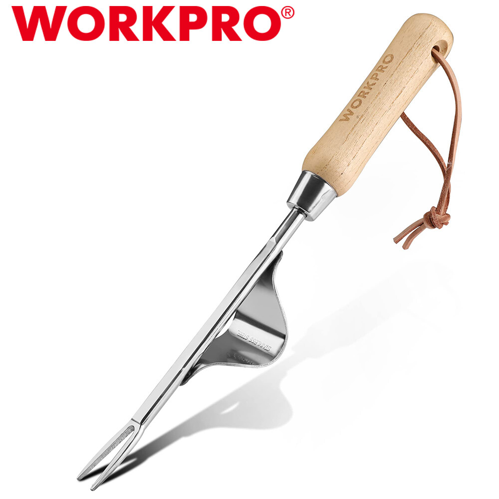 WORKPRO Weed Puller Tool Leverage Base V-Shaped Forks Weeds Removal Root Digging