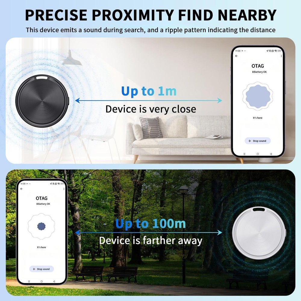 4-Pack Android Bluetooth Tracker Tag IP65 Waterproof Item Finder for Keys Wallet