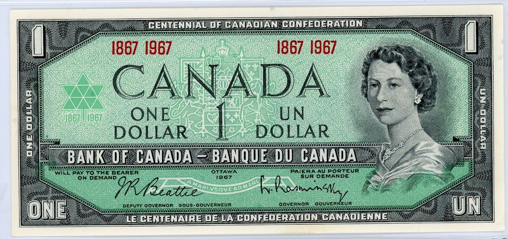 Canada 1867 1967 $1 Centennial Commemorative, Queen Elizabeth, Uncirculated