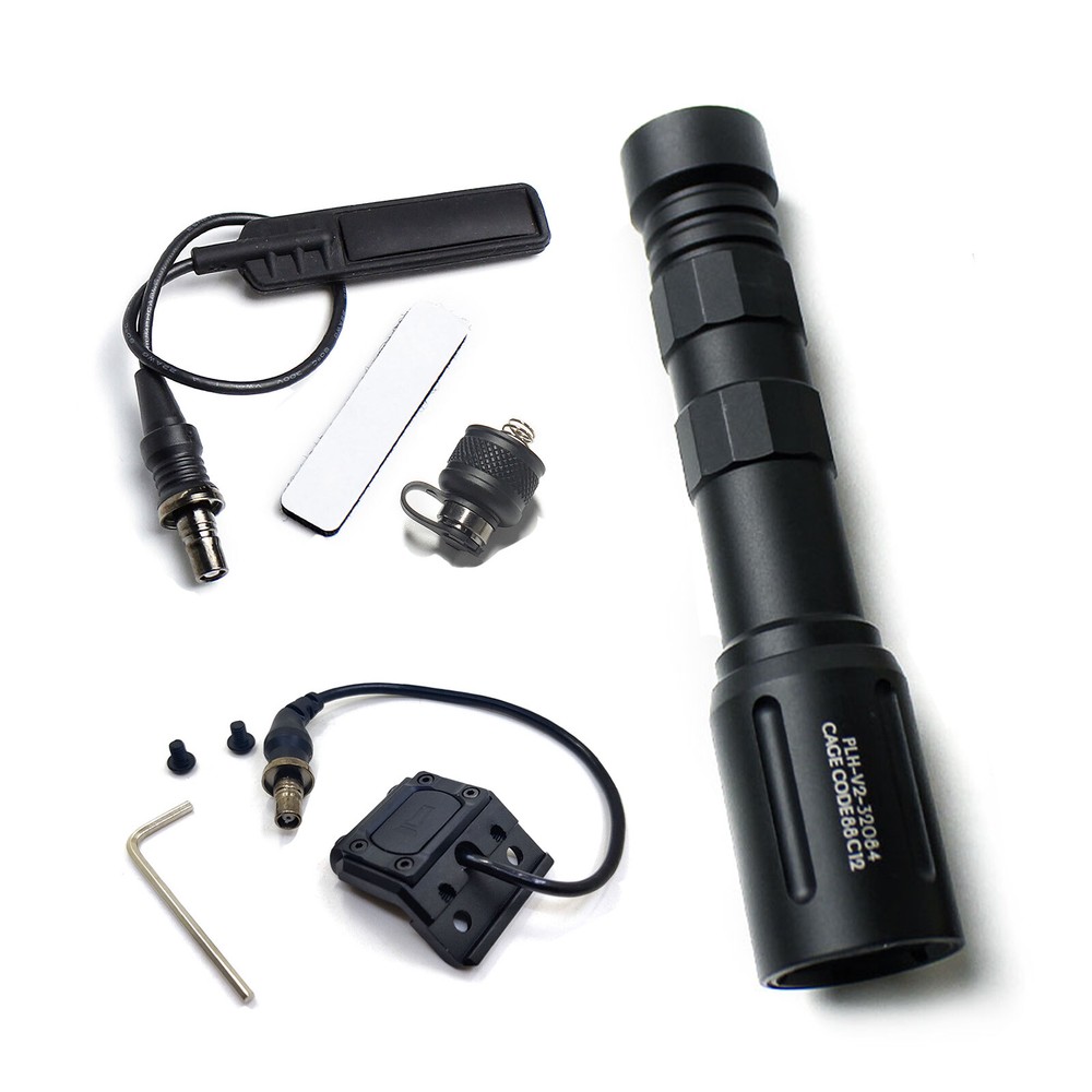 Tactical Long PLHv2 Flashlight Light With Dual function Mod Button + Tail Switch