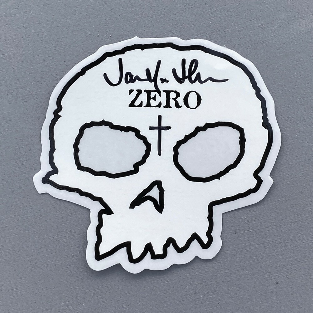 Zero White '3-skull w Blood' Deck Signed by Jamie Thomas