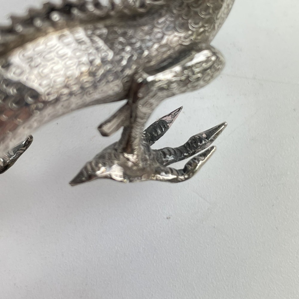 Antique Chinese Export Solid Silver Dragon Figures Miniature Possibly Wang Hing